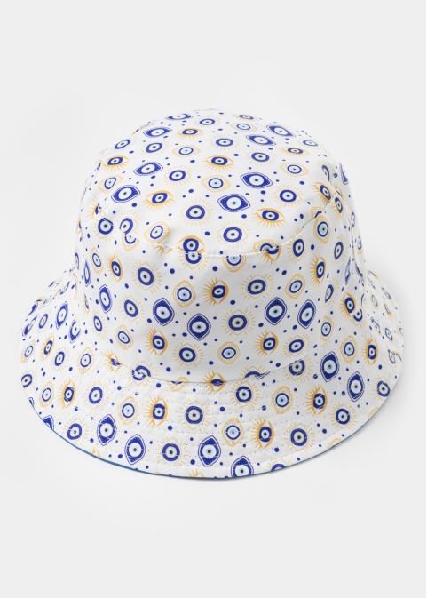 Double-Faced Bucket Hat Eyes Pattern & Blue