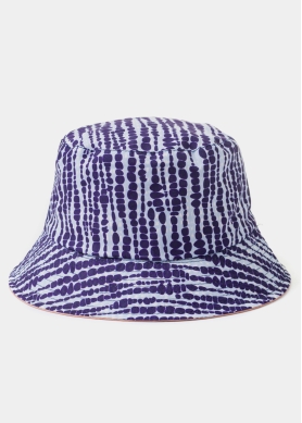 Double-Faced Bucket Hat Dotted Stripes Pattern & Pink