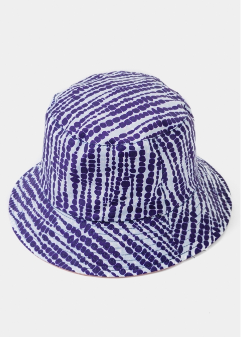 Double-Faced Bucket Hat Dotted Stripes Pattern & Pink