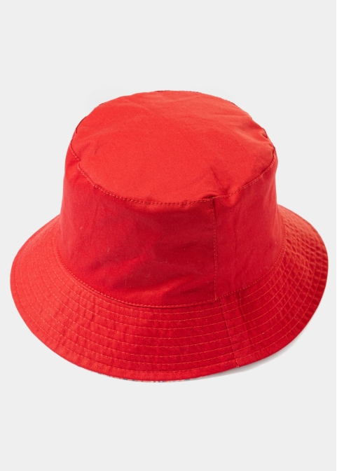 Double-Faced Bucket Hat Tiles Pattern & Red