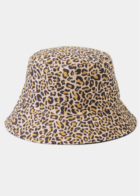 Double-Faced Bucket Hat Leopard Pattern & Black
