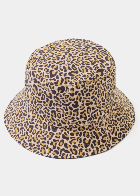 Double-Faced Bucket Hat Leopard Pattern & Black
