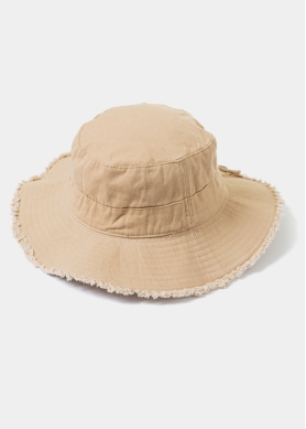 Beige Cotton Bucket Hat