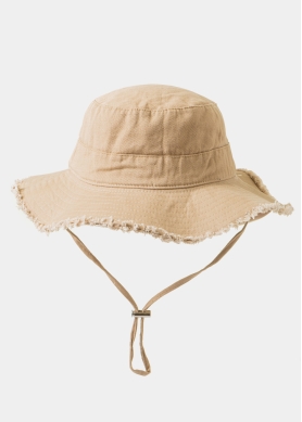 Beige Cotton Bucket Hat