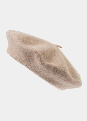 Beige Wool Beret Hat