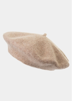 Beige Wool Beret Hat
