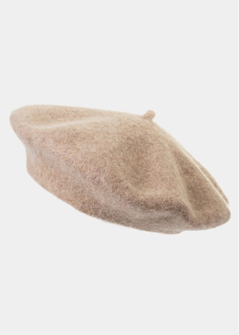 Beige Wool Beret Hat