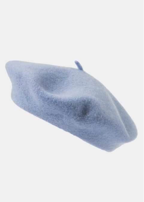 Light Blue Wool Beret Hat