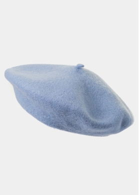 Light Blue Wool Beret Hat