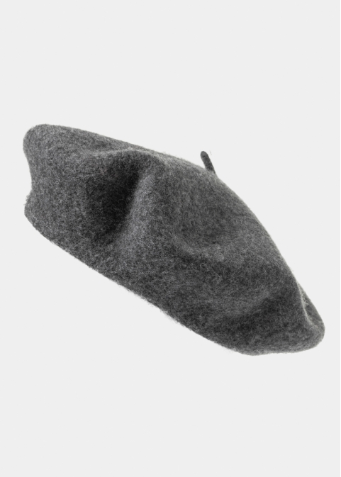 Charcoal Wool Beret Hat