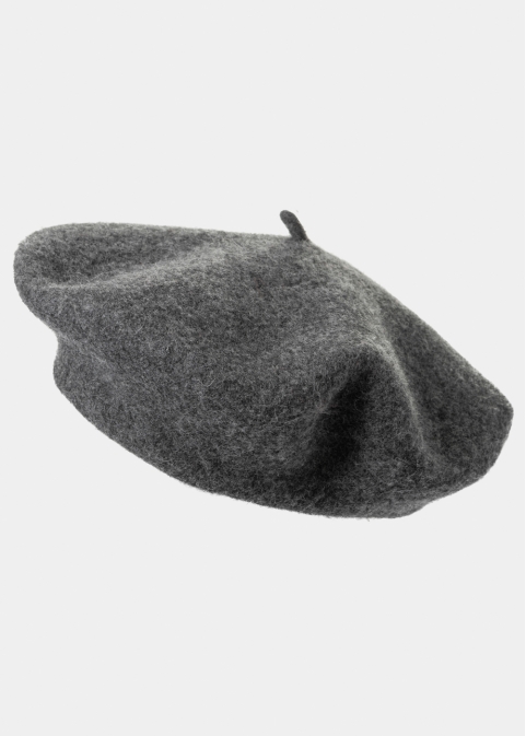 Charcoal Wool Beret Hat