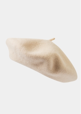 Ecru Wool Beret Hat