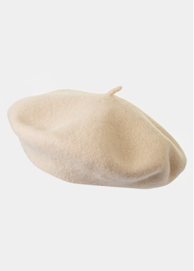 Ecru Wool Beret Hat
