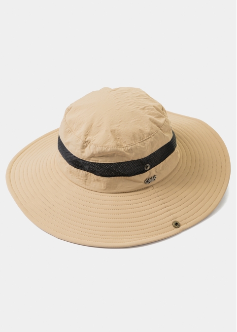 Beige Active Bucket Hat w/ See-through Detail
