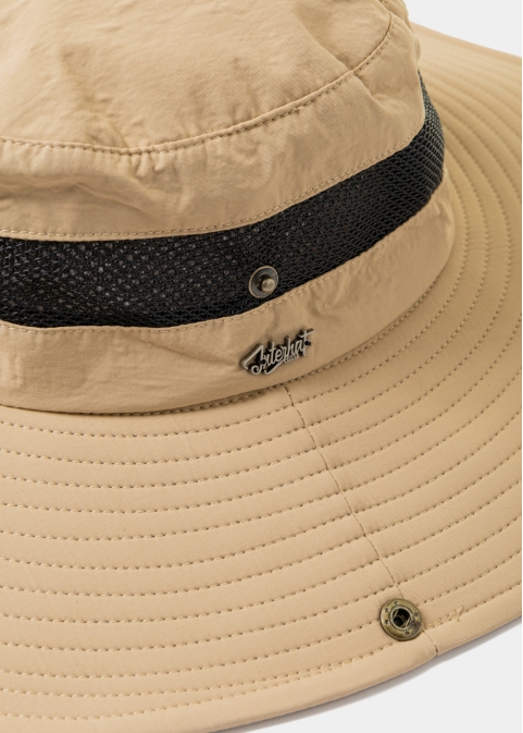 Beige Active Bucket Hat w/ See-through Detail