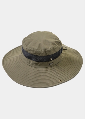 Khaki Active Bucket Hat w/ See-through Detail