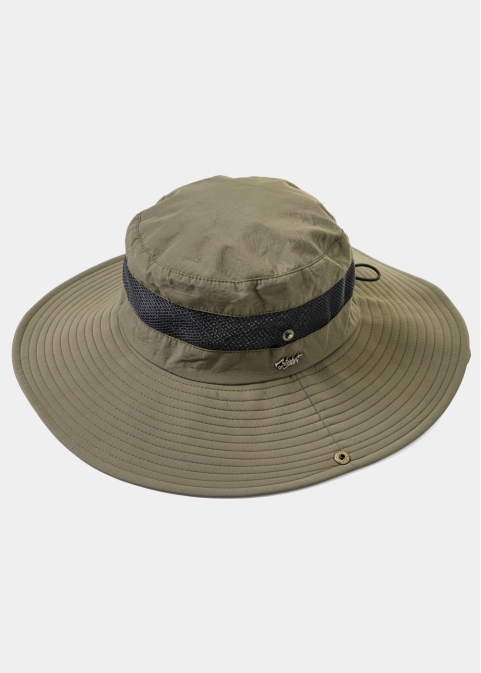 Khaki Active Bucket Hat w/ See-through Detail