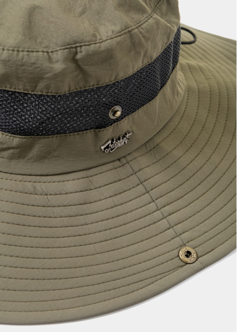 Khaki Active Bucket Hat w/ See-through Detail