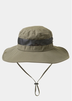 Khaki Active Bucket Hat w/ See-through Detail