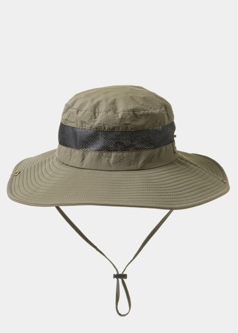Khaki Active Bucket Hat w/ See-through Detail
