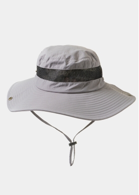 Grey Active Bucket Hat w/ See-through Detail