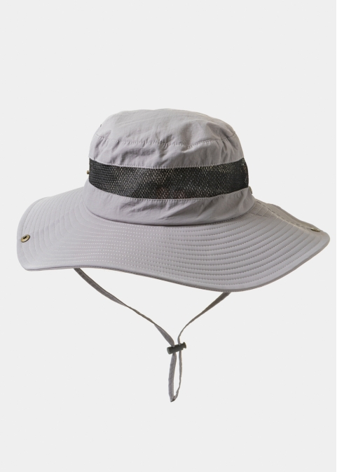 Grey Active Bucket Hat w/ See-through Detail
