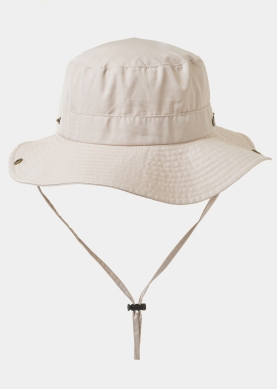 Ecru Active Bucket Hat w/ Side Buttons
