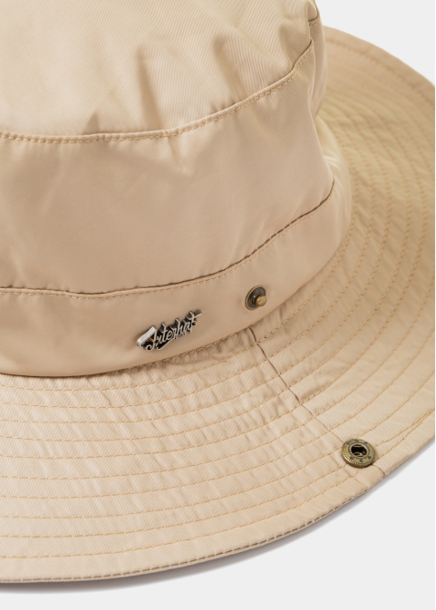 Beige Active Bucket Hat w/ Side Buttons