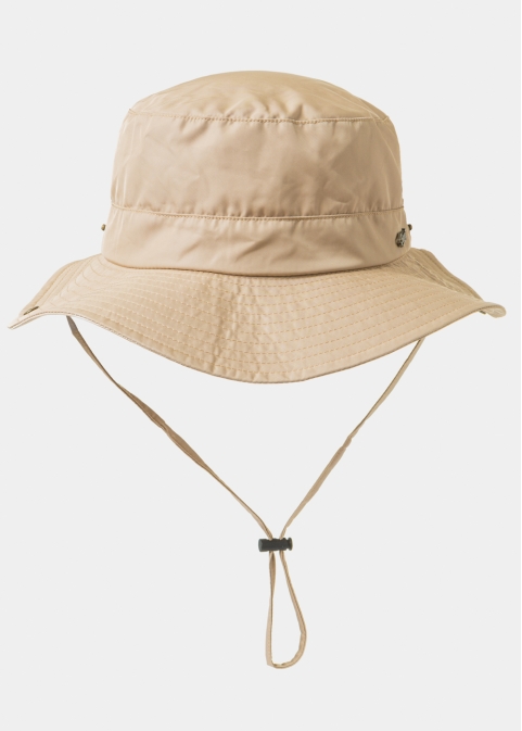 Beige Active Bucket Hat w/ Side Buttons