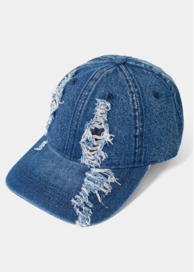 Ripped Jean Cap - Navy Blue