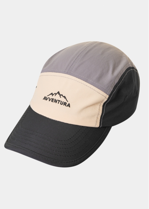 Tricolor Camper Cap in Black, Ecru & Grey
