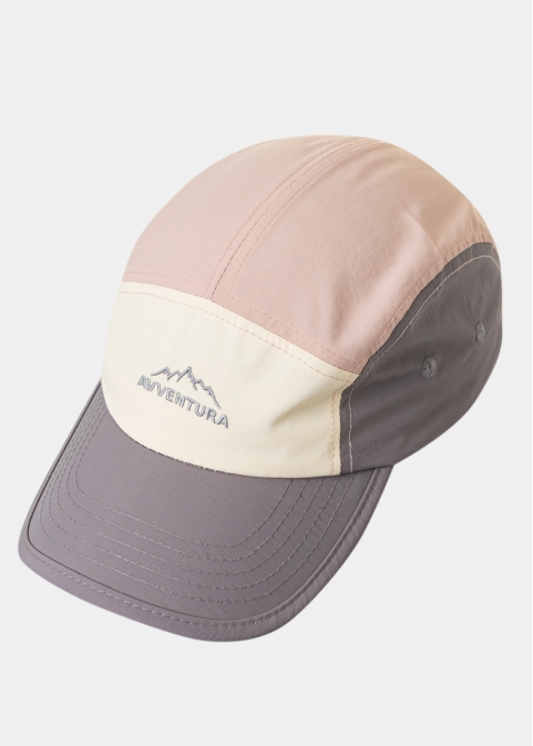Tricolor Camper Cap in Grey, Ecru & Pink