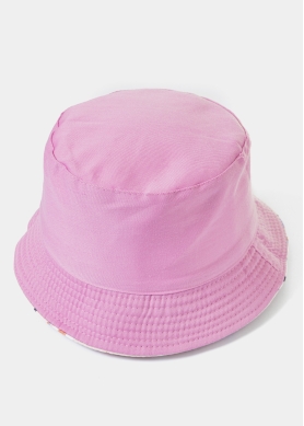 Kids Double-Faced Bucket Hat Castles Pattern & Pink