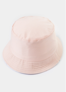 Kids Double-Faced Bucket Hat Unicorns Pattern & Baby Pink