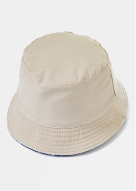 Kids Double-Faced Bucket Hat Anchor Pattern & Beige