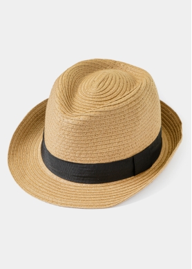 Brown Kids Straw Fedora Hat