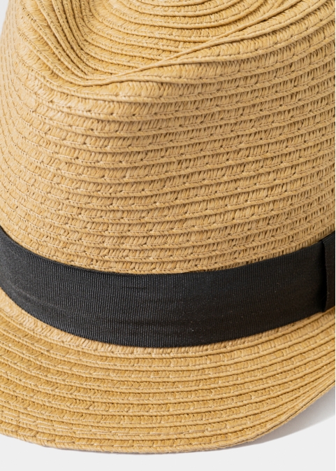 Brown Kids Straw Fedora Hat