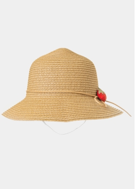 Brown Kids Straw Hat w/ Strawberries