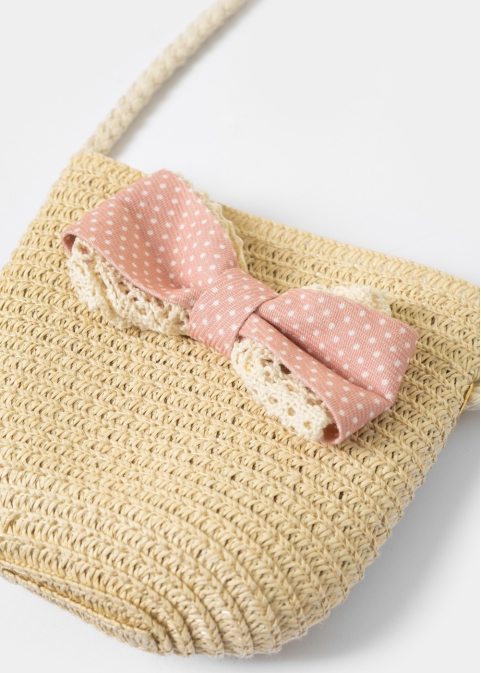 Beige Kids Bag w/ Pink Bow
