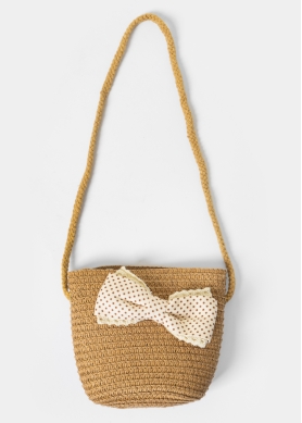 Brown Kids Bag w/ Ecru Bow