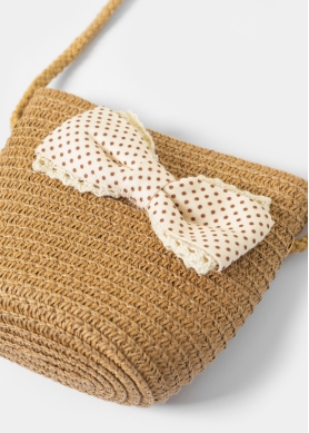 Brown Kids Bag w/ Ecru Bow
