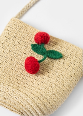 Beige Kids Bag w/ Cherries