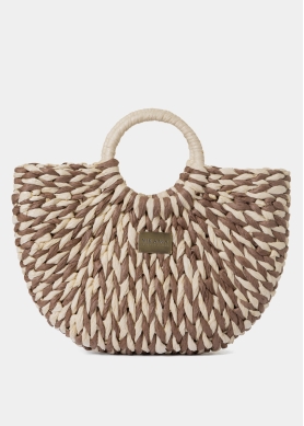 Brown & Ecru Midi Knitted Bag