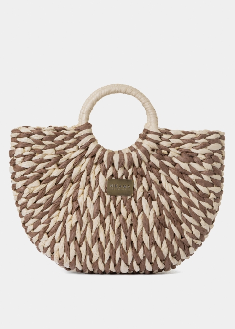 Brown & Ecru Midi Knitted Bag