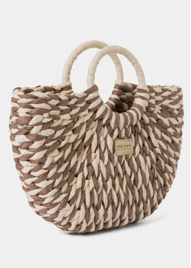Brown & Ecru Midi Knitted Bag