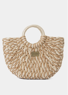 Beige & Ecru Midi Knitted Bag