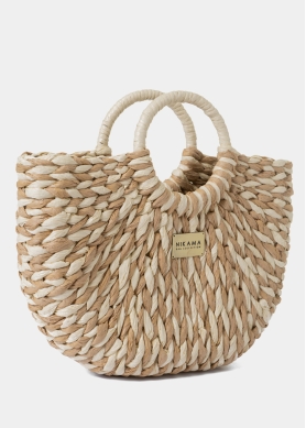 Beige & Ecru Midi Knitted Bag