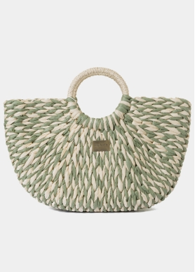 Green & Ecru Knitted Bag
