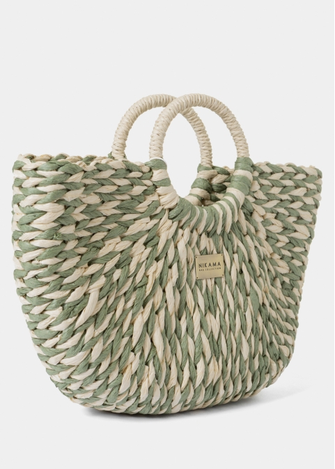 Green & Ecru Knitted Bag