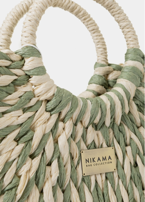 Green & Ecru Knitted Bag
